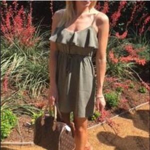 Express Olive Ruffle Mini Cami Dress size Small